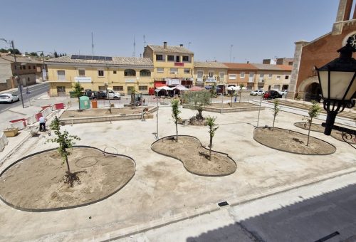 La plaza de España de Quinto, inmersa en una transformación urbana que afecta a todos los espacios del sector Goya, donde se creará el nuevo gran corazón de la localidad